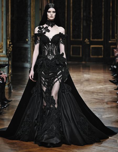 Gothic style <lora:Didier Mouron CLIP Fashion-000005:1>,by Francesco Furini,Didier Mouron,dress,fashion, . Dark, mysterious, haunting, dramatic, ornate, detailed
