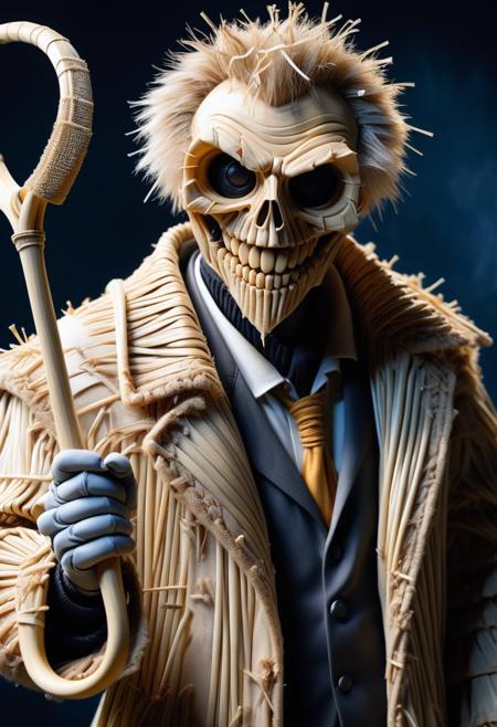 <lora:Straw_thread:0.8>  straw details, laboratory, experiment, mad scientist, straw coat, evil smile, science fiction, holding scythe,, masterpiece, best quality,