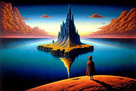 A painting inspired by ZdzisÅaw BeksiÅski, oil painting from studio ghibli film, by noriyuki morimoto, digital artist, bright and bold colors, expansive sky, sense of adventure, epic scope studio ghibli