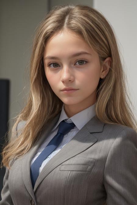 pin-stripe business suit, podium, guest lecturer, looking away from viewer, wavy hair, brown hair, blond highlights, <lora:Wolvie_andr3ada1mauva11sFULL_v5:1>, andr3ada1mauva11s, woman, (toned), masterpiece, best quality, cute, ultra-detailed, high res, highly detailed, perfect face feature,