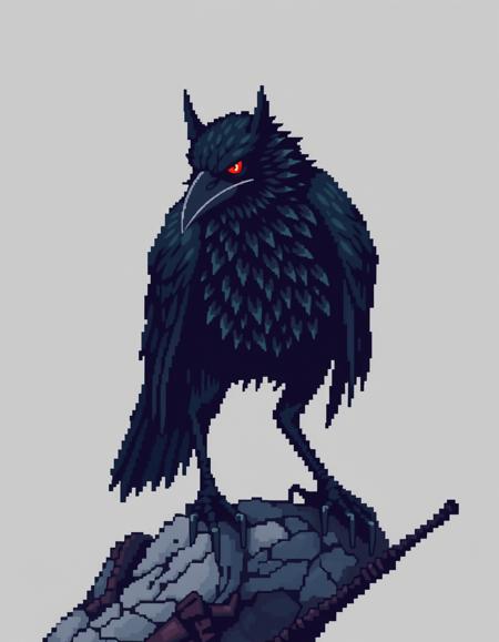 corvid with pixel art