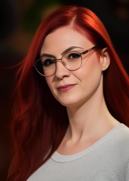 katazuri, wear glasses, red hair, (8k, RAW photo, best quality, masterpiece:1.2), (realistic, photo-realistic:1.37), best quality, ultra high res, ultra-detailed, portrait