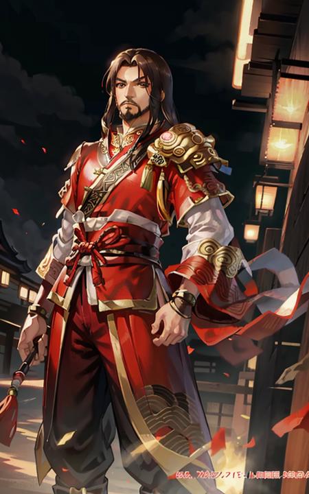 anime, ((medium up view of lumeng)), (((dw8outfit))), (((1man))), dark brown hair, small goatee beard, hazel eyes, (((black hakama pants))), 8k, Unreal Engine 5, octane render, by seunghee lee, Jang Tae-Hwan, Chocofing R, seungho lee, smooth soft skin, big dreamy eyes, beautiful intricate colored hair, symmetrical, anime wide eyes, soft lighting, digital painting, detailed face, <lora:lumeng:0.4>