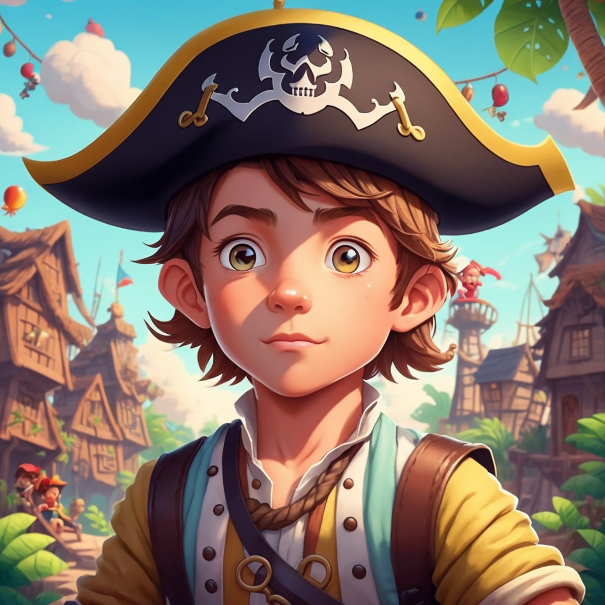 portrait of a pirate boy,,Kids Book, KidsRedmAF ,<lora:StoryBookRedmond15Config4WithoutTE:1>