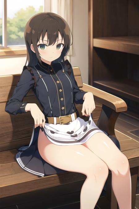 best quality, masterpiece, 1girl, solo,  <lora:senran_kagura-10:1>,sitting_on_person,Hoop Skirt