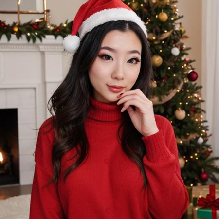 <lora:fuslie_sd15_512_128_64_v1:1> picture of fuslie long dark black hair, 1girl wearing red christmas santa hat,  wearing a turtleneck sweater, cozy fireplace in background, christmas decoration in background,, professional, photography, excellent lighting, impeccable, precision, rich colors, deep shadows, clarity, high-resolution, razor-sharp, composition, light and shadow, timeless beauty, captivated, artistry, craftsmanship, elegance, sophistication, exquisite, details, atmosphere, balance, masterful, technique, expertly captured, stunning, visual impact, top-quality, compelling, professional-grade, aesthetics, flawless, remarkable, perfection, attention, dynamic, evocative, nuanced, depth, vibrancy, masterclass, breathtaking, awe-inspiring, high-definition, alluring, enchanting, texture, storytelling, mesmerizing, cinematic, elite, artistry.