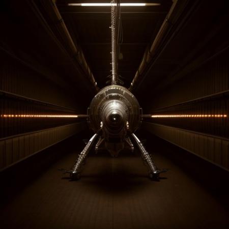 stretch, Sharp image, 4k, 8k, Detailed and Intricate, Cinematic, Dynamic Lighting, 
OverallDetail,  ultra detailed, ultra resolution, vault, no people, fully generated, amazing, beautiful, highest quality, detailed technology, machinery, futuristic, perfect, 4k definition, megalophobia, great lighting, air craft