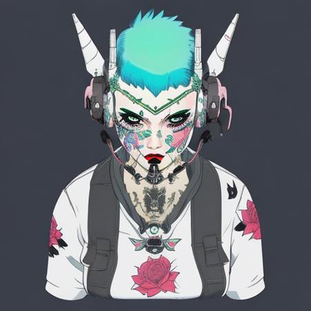 evang, Punk rock female Frankenstein with neck tattoos, extremely detailed, Artstation