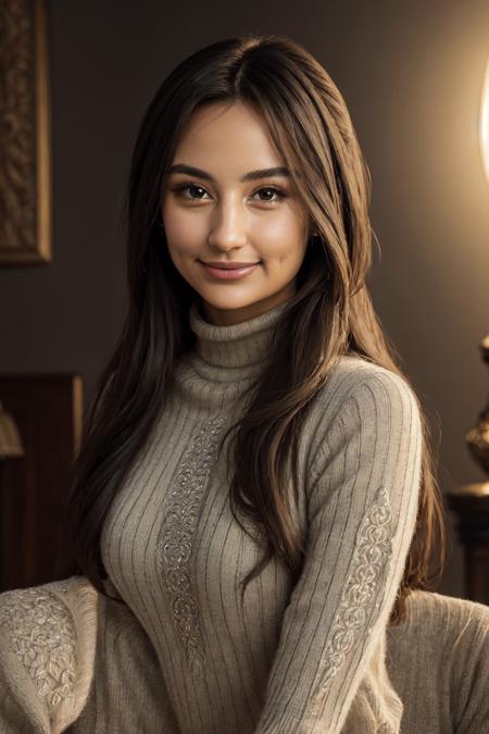 (masterpiece), (extremely intricate:1.3), (realistic), portrait of elizaibarra, smiling, (turtleneck:1.1), slight smile, soft gaze, (vibrant colors:1.1), professional photograph detailed, sharp focus, dramatic, award winning, cinematic lighting, octane render, unreal engine, <lora:elizaibarra:1>