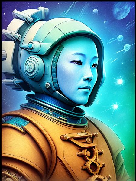 (portrait of a spaceman with futuristic gears), hndpnt-58