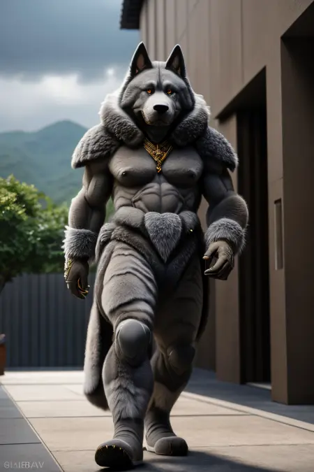 A Random Realistic Humanized Dog Character (realistic furry character)