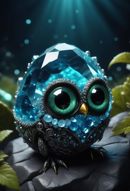 in the style of tim burton depicting a strange and cute precious stone, very detailed, 4k masterpiece, uhd