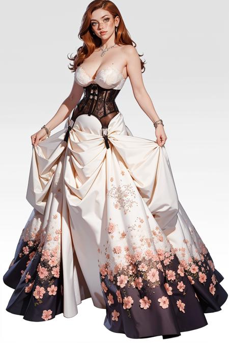 c0rs3tp1nkg0wn,floral print wedding dress, corset, long fluffy dress, 