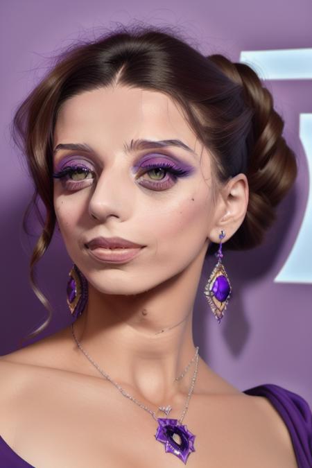 lora_sarafyan_girl, <lora:lora_sarafyan_girl_01t:1>, a woman with a purple dress and a necklace, violet eyeshadows, with symmetrical facial features, medium closeup,