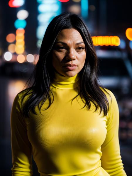 (sfw!), (closeup:1.2!), monazar, A RAW photo of an extremely sexy woman, (yellow long sleeve turtleneck dress:1.2!), (futuristic_city_street with neon_lights!), (skyscrapers), (raining!), HDR, UHD 8K, full detail, detailed face, soft lighting, film grain, photorealistic, 8K, UHD, DSLR, (cinematic:1.4), <lora:epiNoiseoffset_v2:0.6>,  <lora:add_detail:0.5>