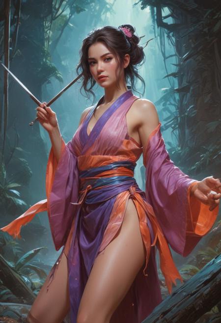 japanese nihonga painting about In the unpublished and breathtaking image (far beyond the unseeable) by john berkey, the essence of the Master's artistry shines through with remarkable clarity. As your eyes wander across the canvas, you'll encounter a harmonious fusion of elements that defy convention and ignite the imagination. It is a visual symphony that stands as a testament to Berkey's boundless creativity. Vibrant and sublime colors dominate the image, bursting forth with a luminosity that captivates the viewer., d&d, fantasy, highly detailed, digital painting, artstation, sharp focus, fantasy art, character art, illustration, 8k, art by artgerm and greg rutkowski