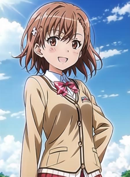 misaka_mikoto:0.7,misaka mikoto, highres,(masterpiece_1.0),(best quality_1.0),short hair,close up,smiling