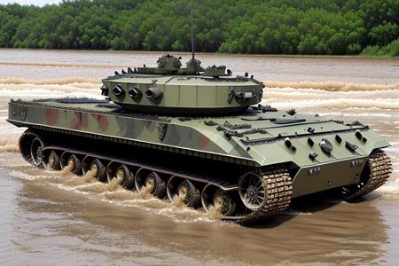 tw2k4estyle, an armored personnel carrier fording a river, drawing, apc, high quality, highly detailed, intricate background, caterpillar tread <lora:twilight2000-4e-beta1-64:0.9>