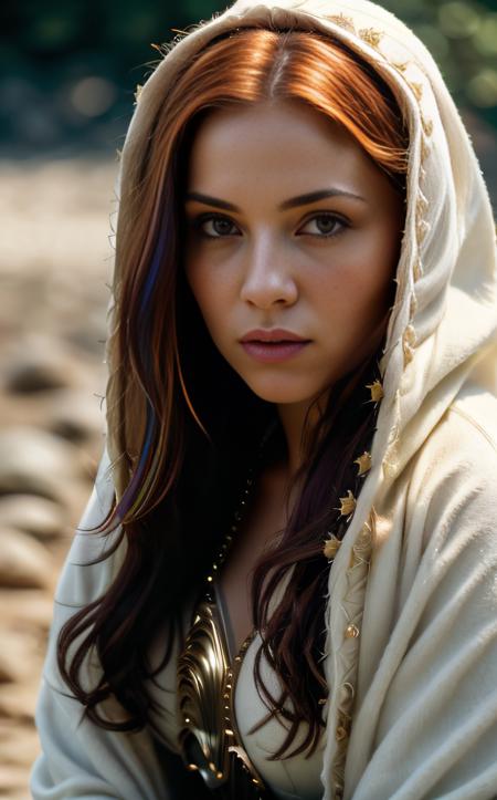 cinematic film still ((best quality)), ((masterpiece)), (detailed), A captivating solo portrait of a girl with a vibrant hood and multicolored hair, gazing directly at the viewer with an intense expression. Camera angle: Close-up, eye-level shot, highlighting the mesmerizing colors of her rainbow hair and the intricacies of her hood.
<lora:epi_noiseoffset2:1> <lora:IvoryGoldAIv2:1> ivory gold . shallow depth of field, vignette, highly detailed, high budget, bokeh, cinemascope, moody, epic, gorgeous, film grain, grainy