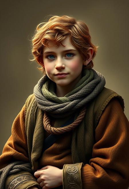 high quality,masterpiece,high contrast,(develop fine details: 1.1), (intricately detailed outfit with outstanding elements: 1.1), (hyperdetailed: 1.1), (intricately detailed: 1.0), (Definite details: 1.1), (most good quality: 1.1), (high definition: 1.2), correct and accurate anatomy, correct and accurate objects, perfect detail, ultra realism, image depicting a portrait of a hobbit
Appearance:
((Short stature: Hobbits are small in stature, usually no more than one meter tall.
Round faces: They have rosy cheeks, big eyes and soft facial features.
Legs: Their legs are relatively long compared to their body, which helps them to be fast and agile.
Hair: They usually have short, curly hair that can be brown, blonde or red.
Ears: Their ears are small and round.))
Lifestyle:
Lifestyle:
They love comfort: Hobbits love cozy homes, good food and drink.
Farmers: Most hobbits are engaged in agriculture, growing vegetables and raising animals.
Peaceful creatures: They are peaceful and avoid conflict.
They love to eat: Food is a very important part of their lives. They like to eat big and tasty snacks.
They like to celebrate: Hobbits like to get together with their families and friends to celebrate various occasions.
Society:
Family: Family is very important to hobbits. They live in large extended families.
Communities: Hobbits live in small communities called Shires.