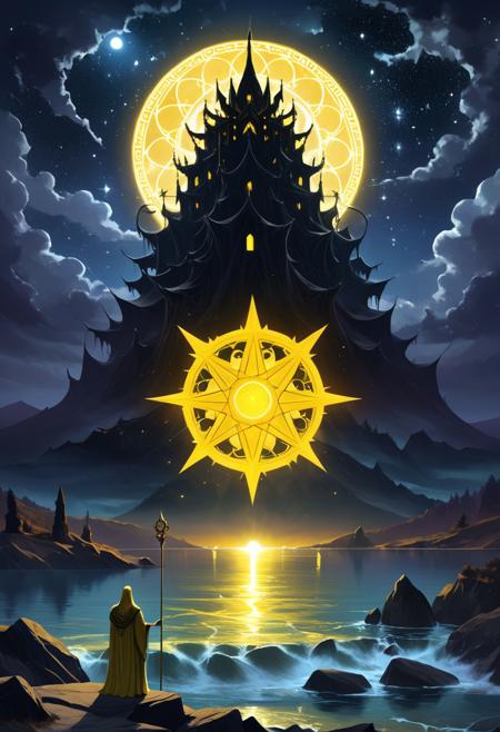 Hastur, cosmic horror, dark art, King in Yellow, by alexandre calame, Along the shore the cloud waves break The twin suns sink behind the lake The shadows lengthen In Carcosa Strange is the night where black stars rise And strange moons circle through the skies But stranger still is Lost Carcosa Songs that the Hyades shall sing Where flap the tatters of the King Must die unheard in Dim Carcosa Song of my soul my voice is dead Die thou unsung as tears unshed Shall dry and die in Lost Carcosa