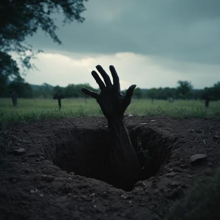 cinematic film still of  <lora:perfection style:0.1>
 <lora:detailed:0.3>
 <lora:Chiaroscuro Lighting Style:0.3>
A detailed and A perfect photo of a zombie hand reaching out of a grave hole in the ground,hand focus,cinematic hand,best hand,better hand,awesome hand,different hand,horror film,dark sky,night,moonlight above,outdoors,sky,cloud,tree,no humans,cloudy sky,scenery,perfection,different color,perfect color,realistic,realism,detailed background,perfect background,different background,gloves ,perfect style, perfection style, detailed style, shallow depth of field, vignette, highly detailed, high budget, bokeh, cinemascope, moody, epic, gorgeous, film grain, grainy