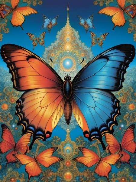 <lora:04Vintageillustration_Hap_XL:3.3>,Norman Rockwell style (masterpiece, top quality, best quality, official art, beautiful and aesthetic:1.2),extreme detailed,(fractal art:1.3),colorful,highest detailed,Dreamy Atmosphere,Bright color,luminescence,butterfly,