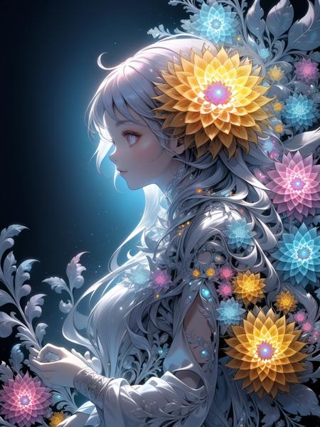 masterpiece, top quality, best quality, official art, beautiful and aesthetic:1.2), (1girl), extreme detailed,(fractal art:1.3),colorful,highest detailed,flowers