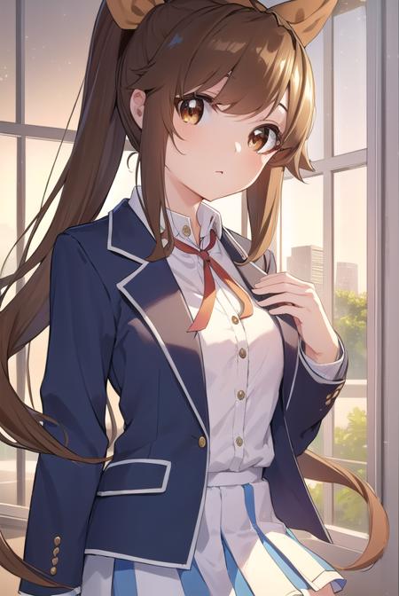 hiyorinatsuno, <lora:hiyori natsuno manga-lora-nochekaiser:1>,
hiyori natsuno, long hair, bangs, brown hair, ribbon, (brown eyes:1.5), hair ribbon, ponytail, red ribbon,
BREAK skirt, shirt, thighhighs, bow, school uniform, jacket, white shirt, neck ribbon, blue jacket,
BREAK indoors, classroom,
BREAK looking at viewer, (cowboy shot:1.5),
BREAK <lyco:GoodHands-beta2:1>, (masterpiece:1.2), best quality, high resolution, unity 8k wallpaper, (illustration:0.8), (beautiful detailed eyes:1.6), extremely detailed face, perfect lighting, extremely detailed CG, (perfect hands, perfect anatomy),