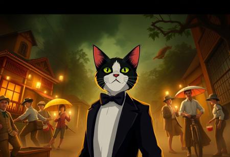 In the turbulent heart of the French Indochinese revolution, a tuxedo cat named Cole emerges as an unlikely hero. He leads a clandestine squad of time-traveling felines tasked with preserving the timeline from the insidious clutches of the Homeowners Association, a shadowy group determined to turn history into a pristine suburbia. 
As Cole and his furry comrades leap through time, they witness the plight of the revolutionaries fighting for freedom. But the HOA has a sinister plan: they aim to rewrite history to establish their rule over the rebels. Using their cat-like stealth, Cole’s team must navigate explosive battles and clandestine meetings, leaving behind only paw prints in the fabric of time.
In a final twist, Cole discovers that one of the HOA's leading members is a former ally from his own cat squad, corrupted by power and the comforts of suburban life. With his loyalty tested, Cole faces a heart-wrenching decision: to confront his old friend or to sacrifice his mission for the greater good. As the clock ticks, the fate of history hangs in the balance, resting solely on the paws of this courageous tuxedo cat.