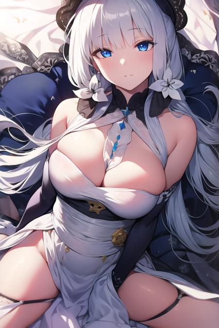 illustrious, <lyco:illustrious-LYCORIStest:1>, 
illustrious, blue eyes, hair ornament, hair ribbon, long hair, mole, mole under eye, white hair,
BREAK dress, elbow gloves, gloves, hat, ribbon, white dress, white gloves, white headwear,
BREAK looking at viewer,
BREAK outdoors,
BREAK <lora:GoodHands-vanilla:1>, (masterpiece:1.2), best quality, high resolution, unity 8k wallpaper, (illustration:0.8), (beautiful detailed eyes:1.6), extremely detailed face, perfect lighting, extremely detailed CG, (perfect hands, perfect anatomy),