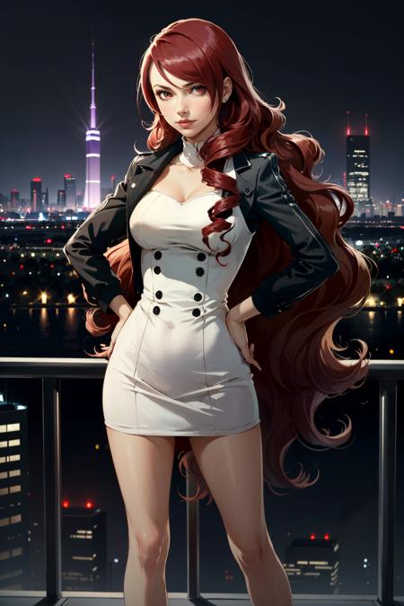 ((masterpiece, best quality))
<lora:Persona3Mitsuru:0.8>
Persona3Mitsuru, 1girl, solo, long hair, red hair, red eyes, overlooking a cityscape at night from a skyscraper, short dress, standing with hands on hips