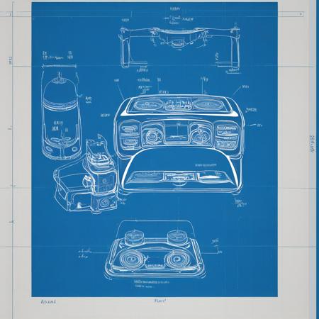 blu3print technical drawing, white lines, blueprint, no humans, blue theme