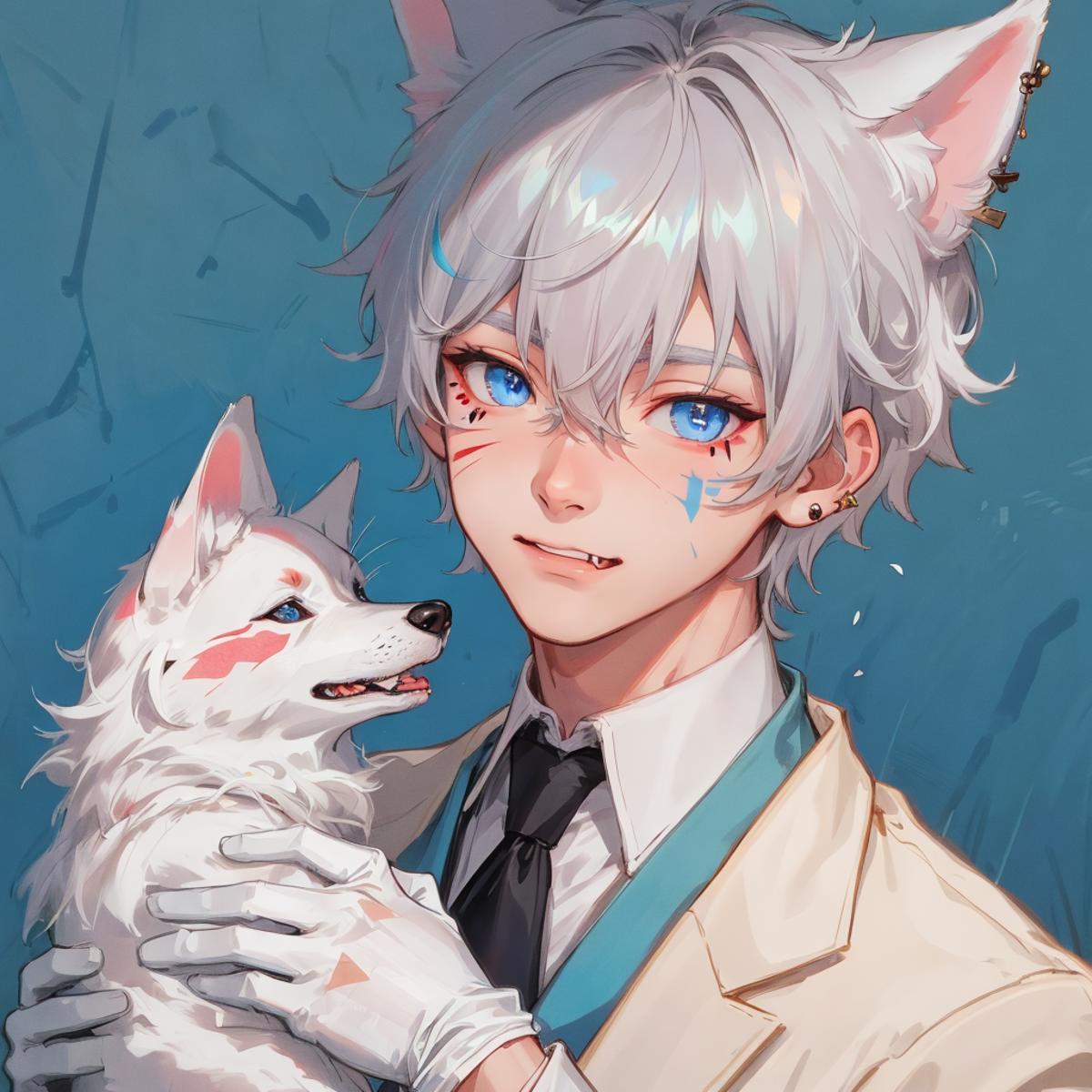 Blonde anime boy blue eyes profile picture aesthetic lynx ears