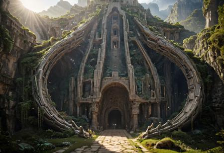 (POV view , DOF, first people view from the entrance, low angle shot:1.4),
(Ancient civilization, Alien Prometheus movie scene, dune movie scene:1.5), 
Emerging from the embrace of shadow, the last wanderer steps into a realm woven by the gods. In an ancient ruin that breathes secrets, their journey unfolds as the universe unveils the dance of light and darkness. Fighting the Forgotten Guardians and pursuing the Cone Relic, they tread a path of danger and awe. From the silent depths of the catacombs to the star whispers of ancient observatories, every discovery peels back the veil of reality. Facing the guardians of the abyss, seeing the majesty of the crystal dragon, the last wanderers embrace their destiny, not as a harbinger of redemption, but as seekers in the labyrinth of time, a mystery that echoes the eternal questions of existence itself.
(Large Files, Ultra Realistic, 8K, 16k, FHD, HD, VFX, Perfect, Photography, composition, Architecture Sales Photography, Architecture Competition, Ultra High Resolution, Cinematography, High Resolution Image:1.1), (dramatic lighting, direct sunlight, ray tracing, clear shadow:1.2),  (real landscape:1.1), (blurred background:1.0), (urban background, more_details) ,
great lighting, extremely detailed, hillscastel, Neo Classic, mayamaze