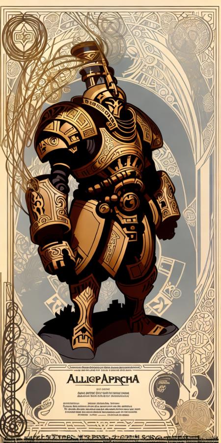 (  An  [ stunning | astonishing | exquisite ]
(  (    [  Alphonse Mucha's  | Anders zorn's   ]   )
[ tarot | MTFG ]
[ card | banner | illustration ]  )  )
with the ( full body )  [ concept character design | portrait ]
of an  ( ( [ ominous | gloomy ] ) but beautiful ( ( African )  warforged ) character  )
full of ( geometrical ( circuit ) patterns )
( ( on  top of  a pedestal )
while posing in the middle of the  composition )
with ( dynamic ( symmetry ) )
, ( An ( [ afropunk |  afrofuturism ] ) masterpiece )
in ccdsf artstyle