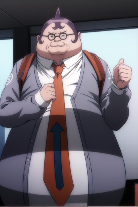 hifumiyamada, <lora:hifumi yamada s1-lora-nochekaiser:1>,
hifumi yamada, male focus, glasses, round eyewear, fat, fat man,
BREAK shirt, jacket, white shirt, open clothes, necktie, collared shirt, red necktie, grey jacket,
BREAK outdoors, classroom,
BREAK looking at viewer, (cowboy shot:1.5),
BREAK <lyco:GoodHands-beta2:1>, (masterpiece:1.2), best quality, high resolution, unity 8k wallpaper, (illustration:0.8), (beautiful detailed eyes:1.6), extremely detailed face, perfect lighting, extremely detailed CG, (perfect hands, perfect anatomy),