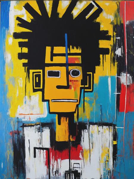 <lyco:Jean-MichelBasquiat:1.0> 20th century abstract painting self portrait of Jean Michele Basquiat