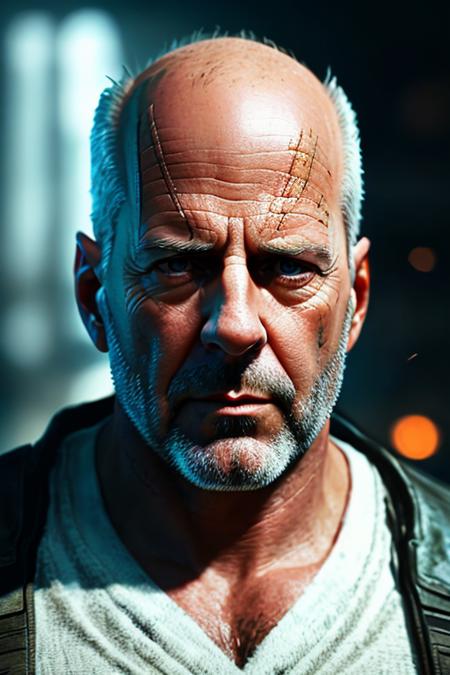 realistic Photography of a man brucewillis, masterpiece, best quality, highest quality, cinematic lighting, (volumetric lighting), extremely detailed CG unity 8k wallpaper, focused, 8k wallpaper, 4k wallpaper, extremely detailed, ultra realistic, photorealistic, sharp focus, absurdres, (HDR:1.2), (high contrast), photograph, detailed, instagram, portrait, highly detailed, digital painting, artstation, concept art, smooth, sharp focus, illustration, cinematic lighting