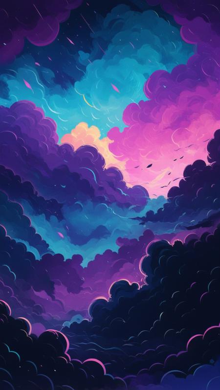 illustration, clouds, shapes, colors, <lora:mob100:0.8>,  dark,  <lora:retro-neon-style:0.6>,  <lora:zavy-rmlght-sdxl:0.4>