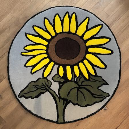 <lora:tufted_rug_style_xl_v1:1> sunflowers, tufted rug style