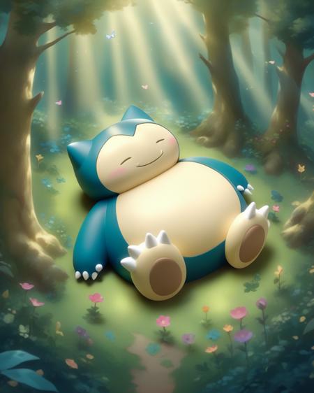 Snorlax sleeping in magical forest
 <lora:snorlax_v3_1:0.8>