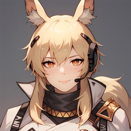 Nearl_Arknights animal ears, horse ears, blonde hair, animal ear fluff, headset, horse tail, white armor, black long black skirt, shield