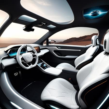 Surrealist art (Misunderstood Photo:1.3) of (Ultrarealistic:1.3) <lora:FFusion-We-Are-Electric.64LORA:1> the interior of a futuristic car, futuristic product car shot, futuristic interior, futuristic car, trending on vehicle design, futuristic concept car, futuristic cars, concept, inside of a car, concept ar, concept car, very futuristic, futuristic car concept, the image is futuristic, full view of a car, future technology, in 2 0 5 5, futuristic concept design, futuristic,Highly Detailed . Dreamlike, mysterious, provocative, symbolic, intricate, detailed