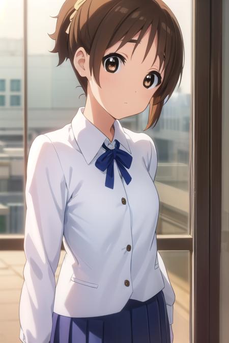 konuihirasawa, <lora:ui hirasawa s2-lora-nochekaiser:1>, 
ui hirasawa, short hair, brown hair, (brown eyes:1.5), ponytail,
BREAK sakuragaoka high school uniform, school uniform, uniform, blazer, shirt, white shirt, collared shirt, skirt, pleated skirt,
BREAK indoors, classroom,
BREAK looking at viewer, (cowboy shot:1.5),
BREAK <lyco:GoodHands-beta2:1>, (masterpiece:1.2), best quality, high resolution, unity 8k wallpaper, (illustration:0.8), (beautiful detailed eyes:1.6), extremely detailed face, perfect lighting, extremely detailed CG, (perfect hands, perfect anatomy),