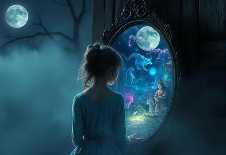 In a forgotten village shrouded in mist, a young woman named Isla discovers an ancient mirror hidden in the attic of her late grandmother's home. On nights when the moon is full, the mirror reflects not her image but a mysterious world filled with ethereal creatures and vivid colors. Intrigued, Isla begins to explore this realm, uncovering long-buried secrets about her family's past—secrets that link them to the powerful guardian spirits of the village.
However, each visit comes at a price. The more she learns, the darker her own world becomes. Animals vanish, crops wither, and whispers of dread echo through the village. The villagers grow suspicious of Isla, and soon, she uncovers a shocking truth: her grandmother was its last protector, and the mirror binds her destiny to the spirits.
In a stunning twist, Isla must choose between saving her village by destroying the mirror or unearthing even greater power for herself, risking the thin line between the two worlds. As the next full moon approaches, she must act fast or lose everything she holds dear to the dark forces awakened by her curiosity.