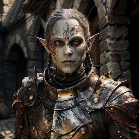 highly detailed photo of a (githyanki) in a medieval village,

1girl, long hair, upper body, braid, pointy ears, armor, twin braids, scar, shoulder armor, pauldrons, breastplate, yellow green skin,

standing on a medieval street,

photorealistic,
silhouette lighting,
cinematic, militaristic,







