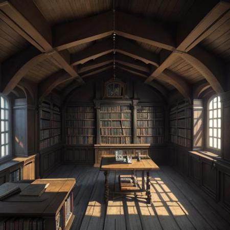 mystery library in an attic, 
trending on artstation, 
sharp focus, 
studio photo, 
intricate details, 
highly detailed, 
by greg rutkowski