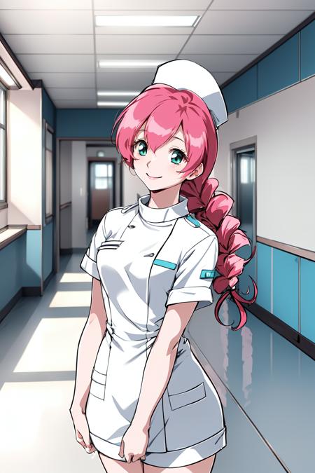 (RAW photo, best quality), 1girl,  natural lighting, <lora:innai_kansen_yoneda_shiori_v2_2:1>, yoneda shiori,  smile,
indoor, hospital lobby, nurse station, nurse, nurse cap,