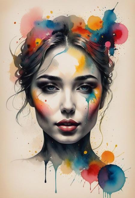 visual art painting of a miranda kerr face and shoulders, looking sideways,, seductive smile, sexy, (((silhouette))), zavy-bcklt, P14n03l3g4nt3b0n3, Kandinsky